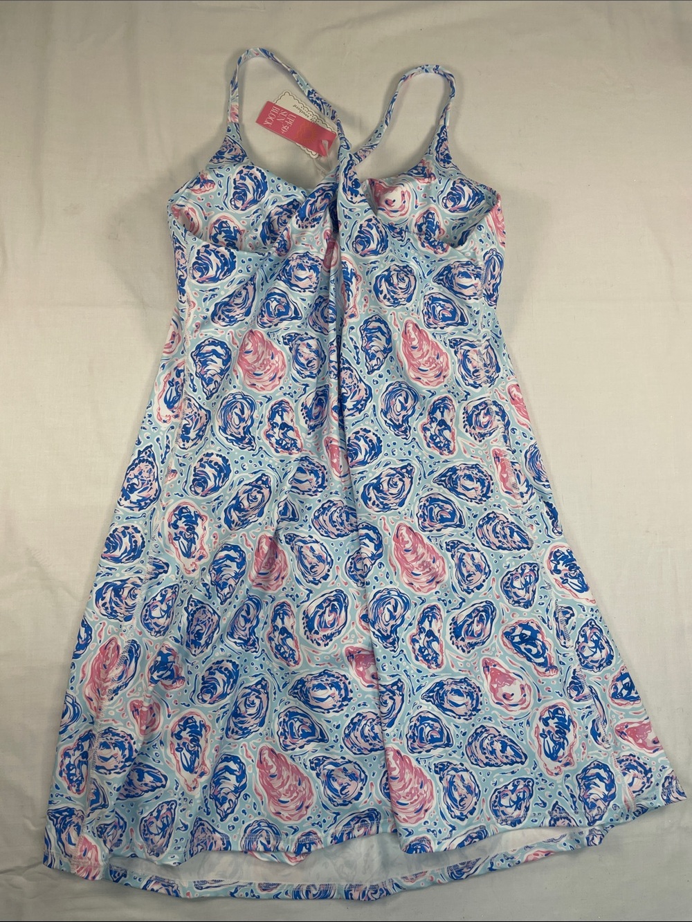 Simply Southern Blue Pink Navy Shell motif tank dress NWT L swim preppy tennis - Picture 6 of 8